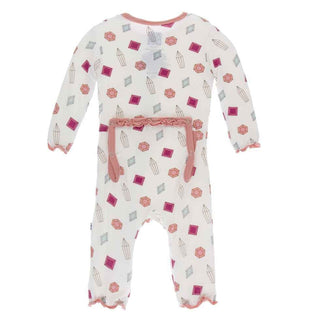 Print Bamboo Muffin Ruffle Coverall with Snaps - Natural Gems Baby & Toddler Sleepwear