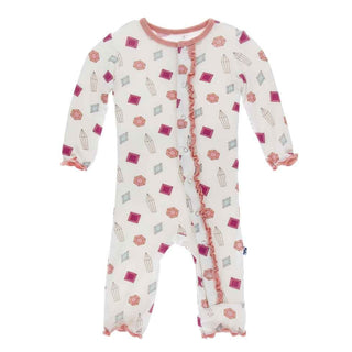 Print Bamboo Muffin Ruffle Coverall with Snaps - Natural Gems Baby & Toddler Sleepwear