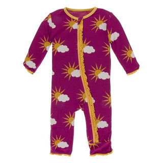 Print Muffin Ruffle Coverall with Zipper - Berry Partial Sun Baby & Toddler Sleepwear