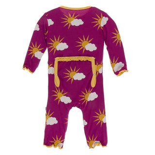 Print Muffin Ruffle Coverall with Zipper - Berry Partial Sun Baby & Toddler Sleepwear