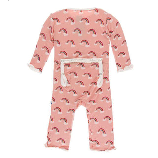 Print Muffin Ruffle Coverall with Zipper - Blush Rainbow Baby & Toddler Sleepwear