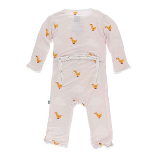 Print Muffin Ruffle Coverall with Zipper - Macaroon Puddle Duck Baby & Toddler Sleepwear