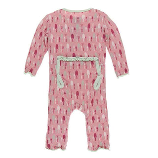 Print Bamboo Muffin Ruffle Coverall with Zipper - Strawberry Garden Tools Baby & Toddler Sleepwear