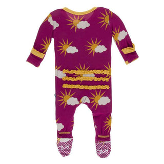 Print Muffin Ruffle Footie with Snaps - Berry Partial Sun Baby & Toddler Sleepwear