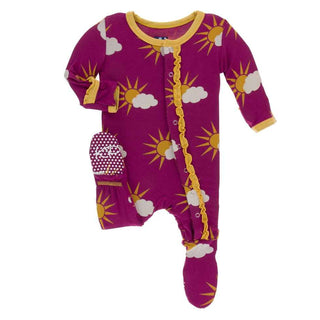 Print Muffin Ruffle Footie with Snaps - Berry Partial Sun Baby & Toddler Sleepwear