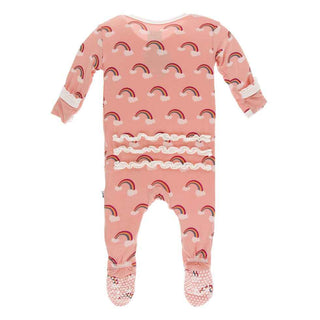 Print Muffin Ruffle Footie with Snaps - Blush Rainbow Baby & Toddler Sleepwear