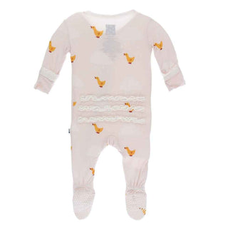 Print Muffin Ruffle Footie with Snaps - Macaroon Puddle Duck Baby & Toddler Sleepwear