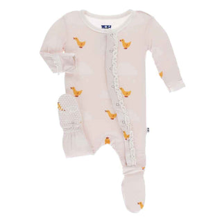 Print Muffin Ruffle Footie with Snaps - Macaroon Puddle Duck Baby & Toddler Sleepwear