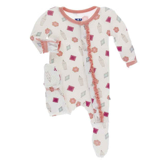 Print Muffin Ruffle Footie with Snaps - Natural Gems Baby & Toddler Sleepwear