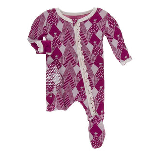 Print Muffin Ruffle Footie with Zipper - Berry Mountains Baby & Toddler Sleepwear