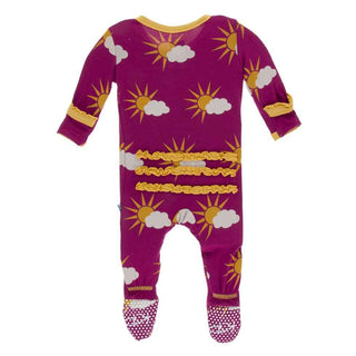 Print Muffin Ruffle Footie with Zipper - Berry Partial Sun Baby & Toddler Sleepwear