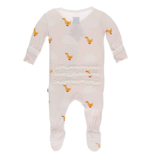 Print Muffin Ruffle Footie with Zipper - Macaroon Puddle Duck Baby & Toddler Sleepwear