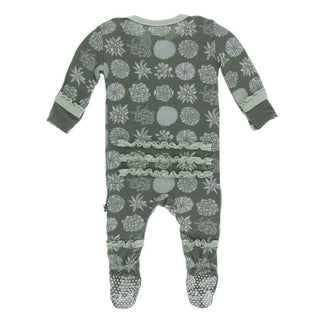 Print Bamboo Muffin Ruffle Footie with Zipper - Succulent Plants Baby & Toddler Sleepwear