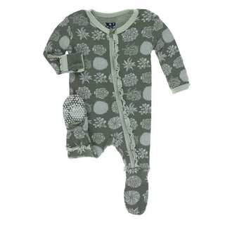 Print Bamboo Muffin Ruffle Footie with Zipper - Succulent Plants Baby & Toddler Sleepwear