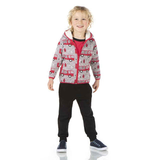 Print Quilted Jacket with Sherpa-Lined Hood - Feather Firefighter/Midnight Infrastructure Baby & Toddler Outerwear