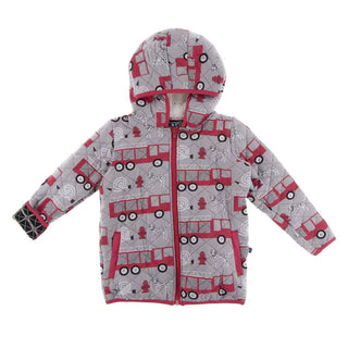 Print Quilted Jacket with Sherpa-Lined Hood - Feather Firefighter/Midnight Infrastructure Baby & Toddler Outerwear