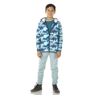 Print Bamboo Quilted Jacket with Sherpa-Lined Hood - Oasis Military/Navy Forestry Baby & Toddler Outerwear