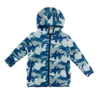 Print Bamboo Quilted Jacket with Sherpa-Lined Hood - Oasis Military/Navy Forestry Baby & Toddler Outerwear