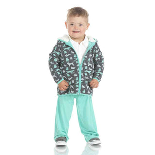 Print Quilted Jacket with Sherpa-Lined Hood - Stone Domestic Animals/Glass Baby & Toddler Outerwear