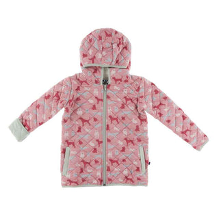 Print Quilted Jacket with Sherpa-Lined Hood - Strawberry Domestic Animals/Aloe Baby & Toddler Outerwear