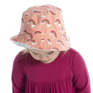 Print Bamboo Reversible Bucket Hat - Blush Rainbow/Spring Sky Partial Sun Baby & Toddler Hats