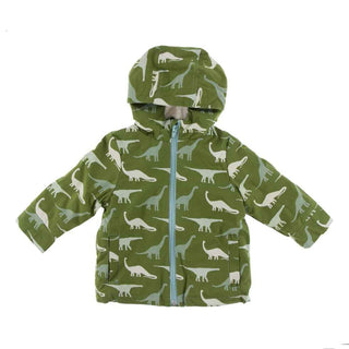 Print Sherpa-Lined Raincoat - Moss Sauropods Baby & Toddler Outerwear