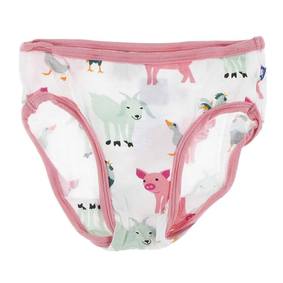 KicKee Pants Bamboo Girls Single Underwear - Apricot Chickens – Baby Riddle