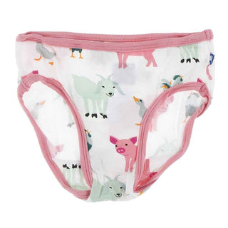 Print Bamboo Single Underwear - Natural Farm Animals Toddler Underwear