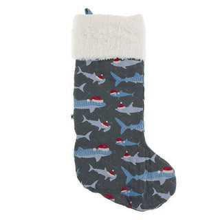 Quilted Stocking Pewter Santa Sharks Holiday Stockings