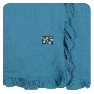 Solid Bamboo Ruffle Stroller Blanket- Blue Moon Swaddling & Receiving Blankets