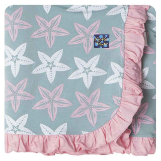 Ruffle Stroller Blanket - Jade Fancy Starfish Swaddling & Receiving Blankets