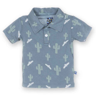 Short Sleeve Polo Shirt, Dusty Sky Cactus Baby & Toddler Tops