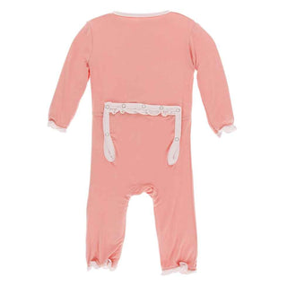 Solid Classic Ruffle Coverall with Zipper - Blush with Macaroon Baby & Toddler Sleepwear