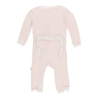 Solid Classic Ruffle Coverall with Zipper - Macaroon with Natural Baby & Toddler Sleepwear