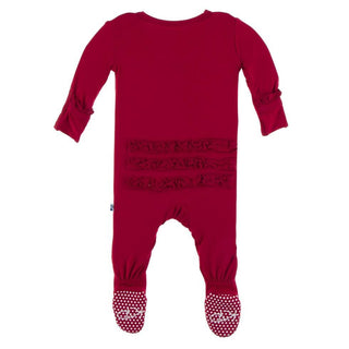 Solid Classic Ruffle Footie with Snaps - Crimson WC20 Baby & Toddler Sleepwear