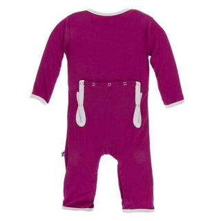 Solid Coverall with Zipper - Berry with Macaroon Baby & Toddler Sleepwear