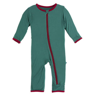 Solid Coverall with Zipper - Ivy with Crimson WC20 Baby & Toddler Sleepwear