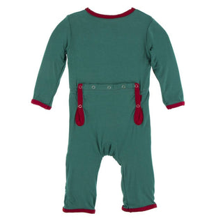 Solid Coverall with Zipper - Ivy with Crimson WC20 Baby & Toddler Sleepwear