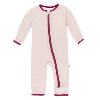 Solid Coverall with Zipper - Macaroon with Berry Baby & Toddler Sleepwear