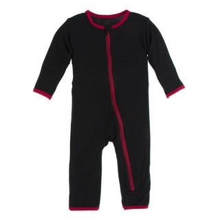 Solid Coverall with Zipper - Midnight with Crimson WC20 Baby & Toddler Sleepwear