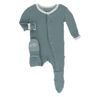 Solid Footie with Snaps - Dusty Sky with Natural Baby & Toddler Sleepwear