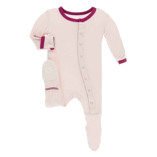 Solid Footie with Snaps - Macaroon with Berry Baby & Toddler Sleepwear