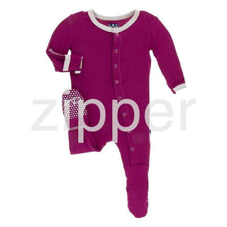 Solid Footie with Zipper - Berry with Macaroon Baby & Toddler Sleepwear