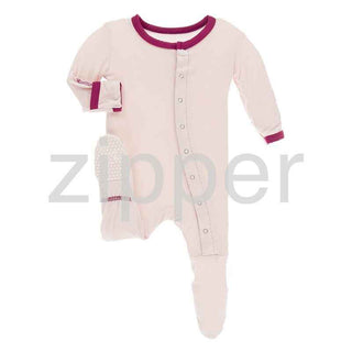 Solid Footie with Zipper - Macaroon with Berry Baby & Toddler Sleepwear