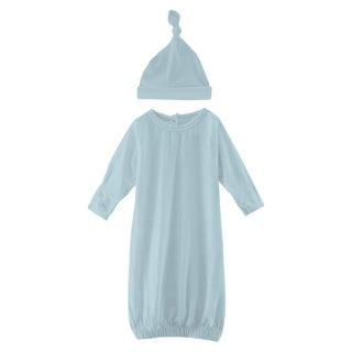 Solid Layette Gown & Single Knot Hat Set - Spring Sky (TSS22) Baby & Toddler Sleepwear