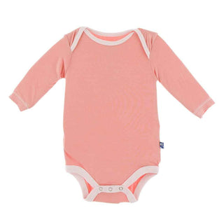 Solid Long Sleeve One Piece - Blush with Macaroon Baby One-Pieces