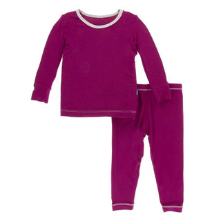 Solid Long Sleeve Pajama Set - Berry with Macaroon Baby & Toddler Sleepwear