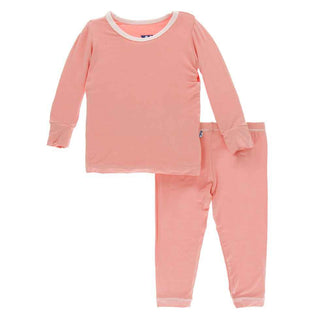 Solid Long Sleeve Pajama Set - Blush with Macaroon Baby & Toddler Sleepwear