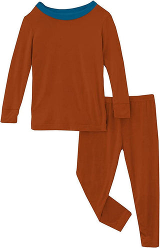 Solid Long Sleeve Pajama Set - Harvest with Cerulean Blue Baby & Toddler Sleepwear