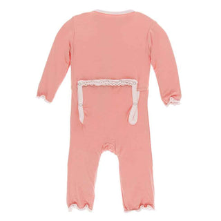 Solid Muffin Ruffle Coverall with Zipper - Blush with Macaroon Baby & Toddler Sleepwear